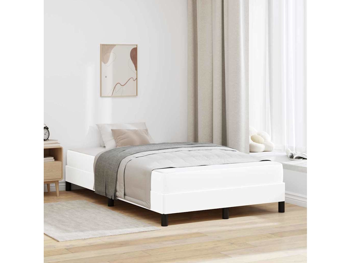 Vidaxl Estrutura Da Cama Com Colchão Branco Puro 120 X 190 Cm Tecido