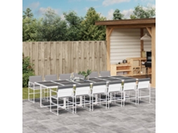 Vidaxl 13 Pcs Conj. De Jantar P/ Jardim C/ Almofadões Textilene Branco