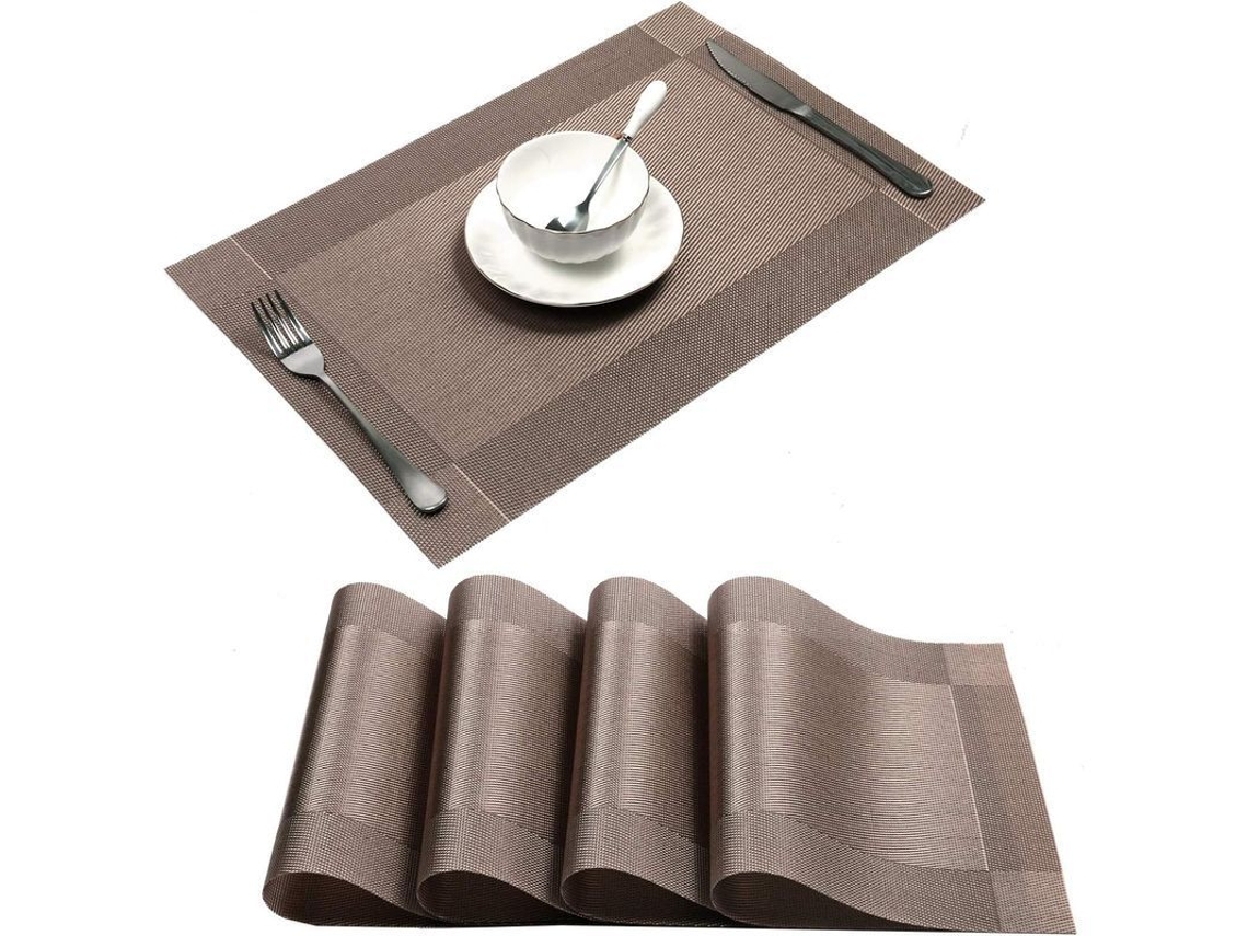 2026 manteles de Mesa de Vinilo Tejido Antideslizante Lavables, Set de 4 (champán)