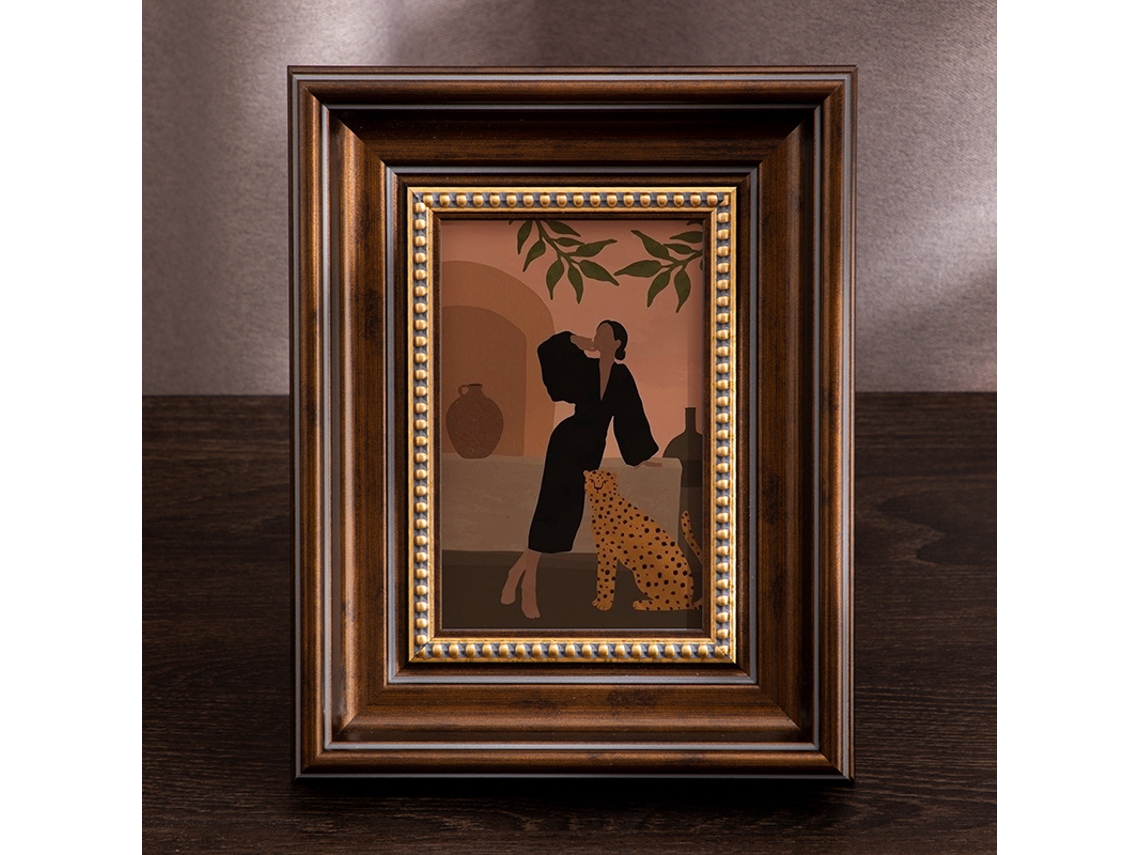 Quadro Para Mesa De Café, Marrom, 7", 12,7 * 17,8cm De Diâmetro (sem Foto)