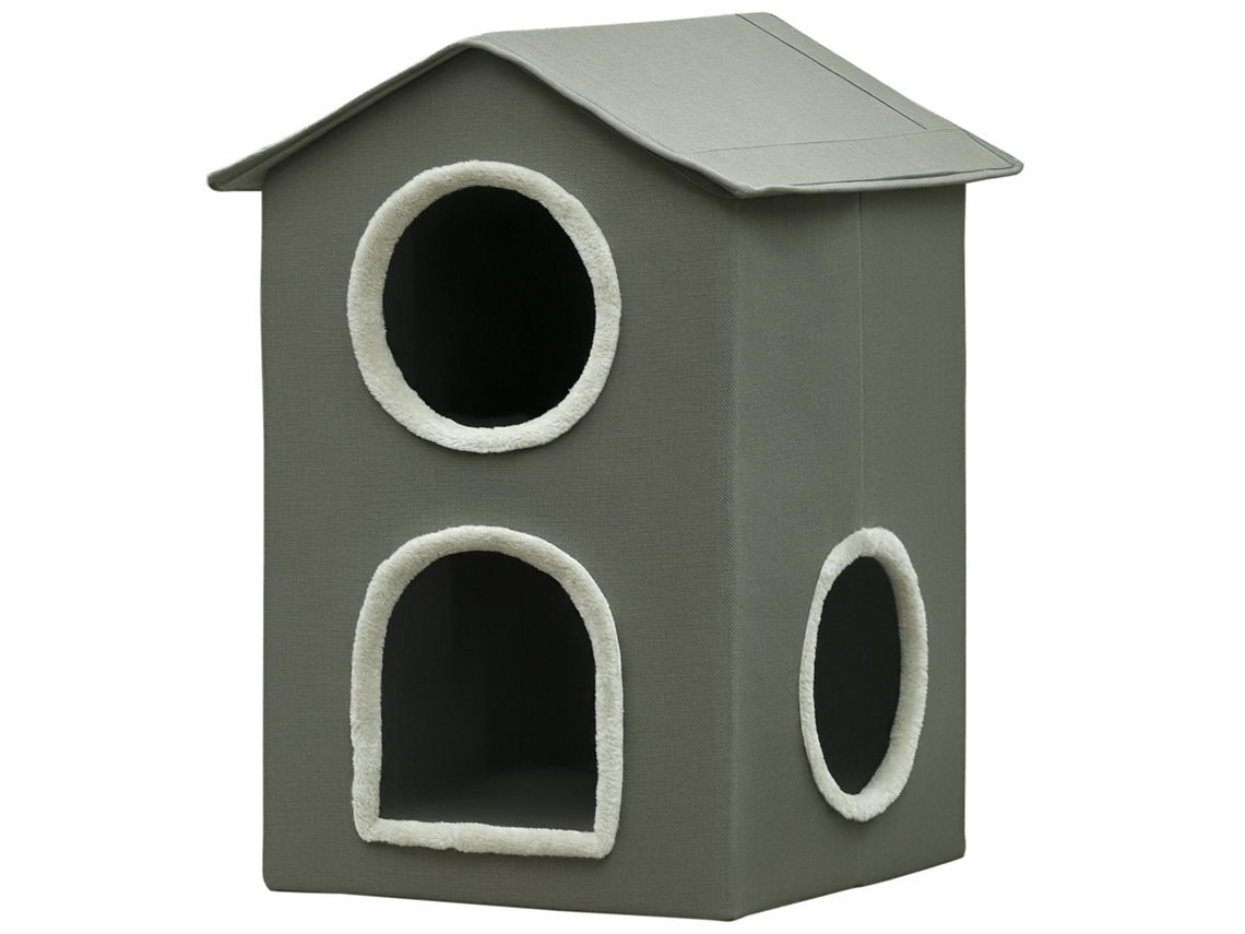 Casa Com 2 Níveis, Almofadas Laváveis E 3 Entradas, 42x46x59.5 Cm, Cinzenta
