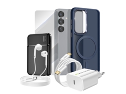 Mayaxess Pacote Completo Para Galaxy S25 Capa, Vidro, Carregador, Bateria Externa, Fones De Ouvido (6 Peças) Azul Noite