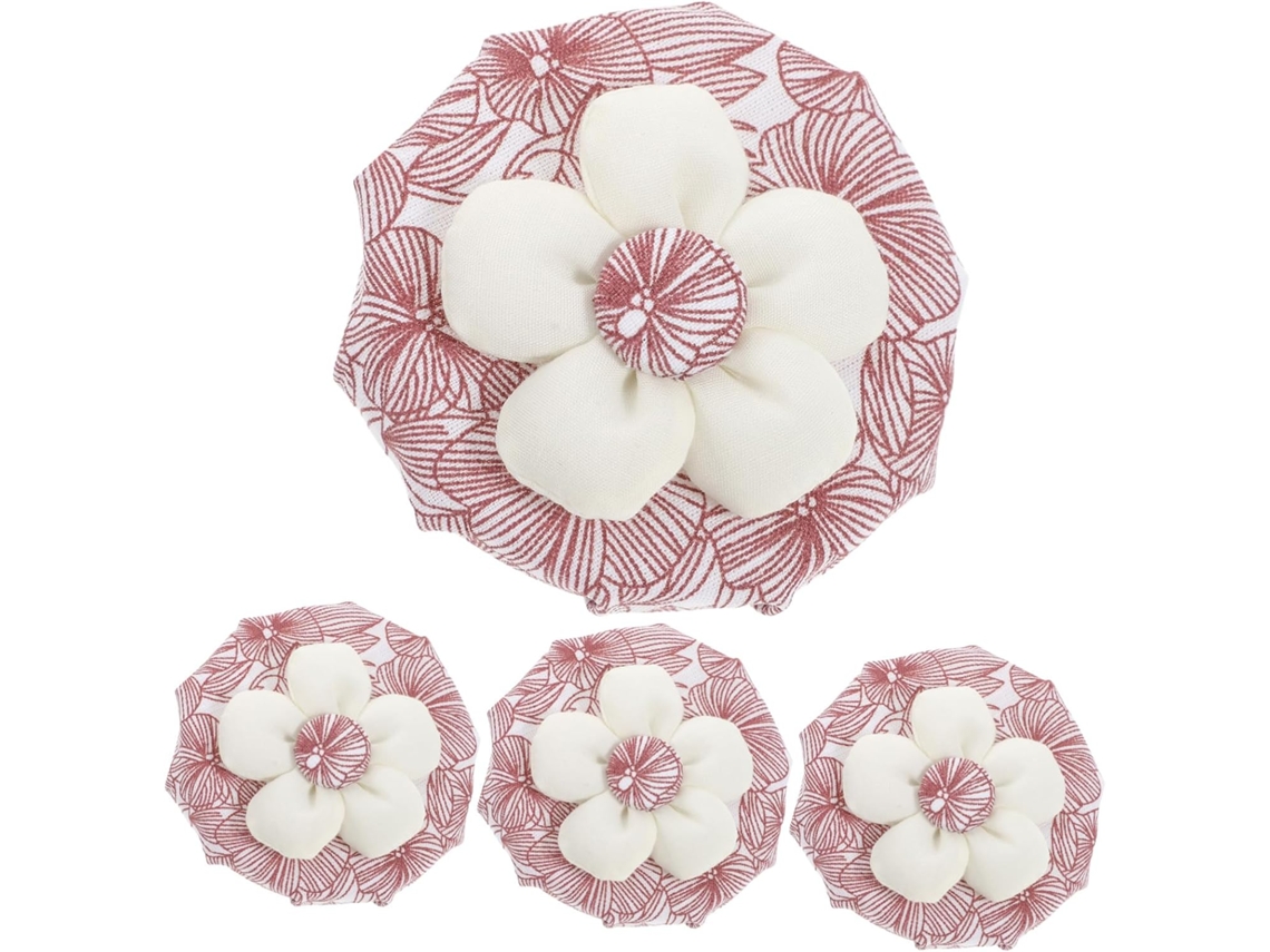 Fuoyloo Protetores De Maçaneta Para Porta, Conjunto De 4 Peças, Tecido De Algodão Vermelho, Formato De Flor