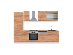 Cozinha Fame-Line, 300 cm, Carvalho PT, Carvalho dourado/branco, Vicco