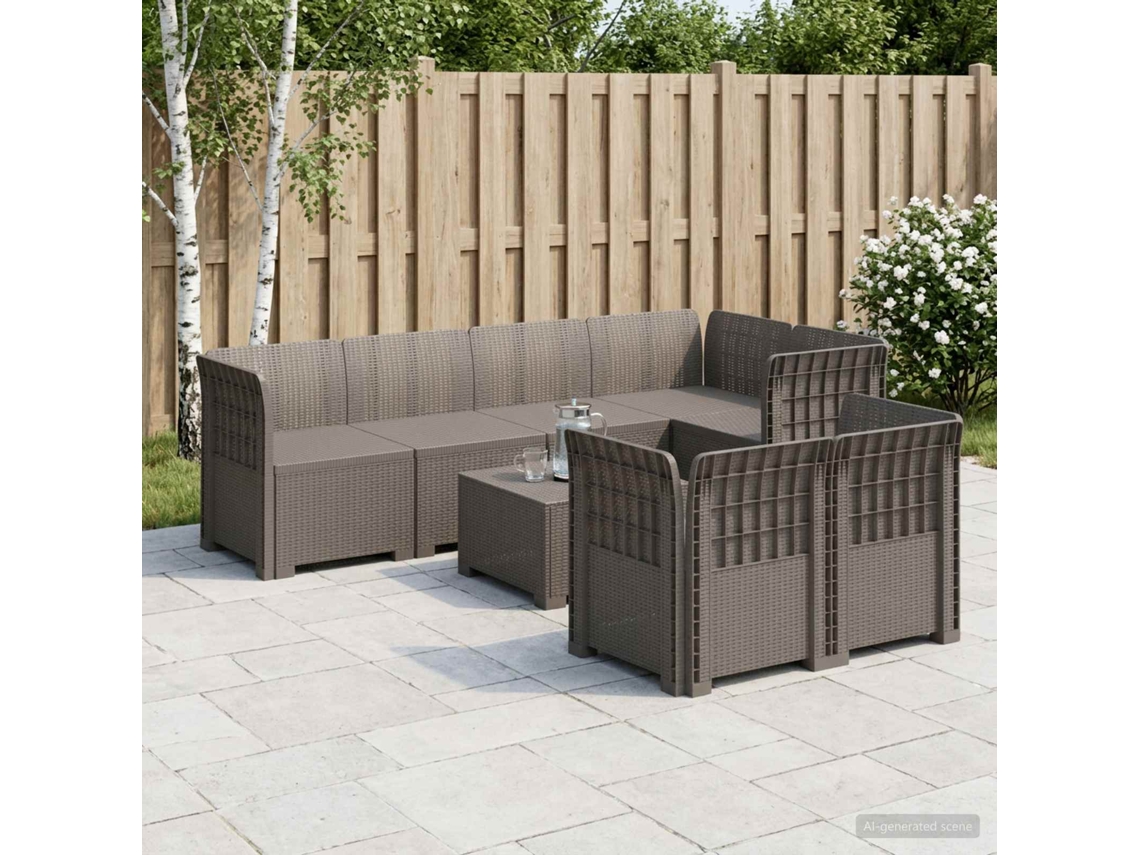 Vidaxl Sofá De Jardim Para 7 Pessoas Com Aparência De Rattan Pp