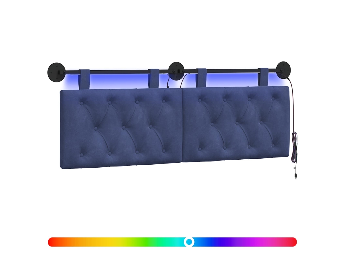 Conjunto 1 Cabeceira Moderna Vidaxl Azul Veludo (150 X 55 X 7 Cm)