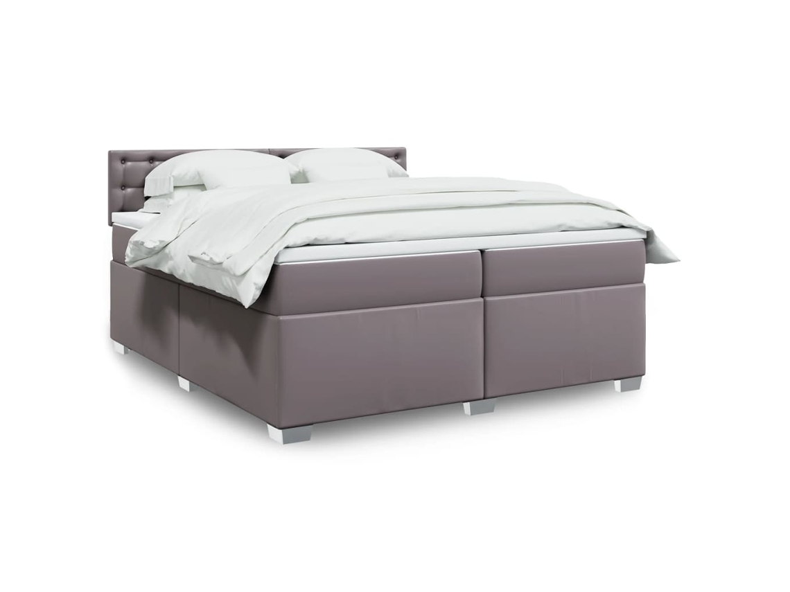 Vidaxl Cama com Molas/colchão 200x200 Cm Couro Artificial Cinzento