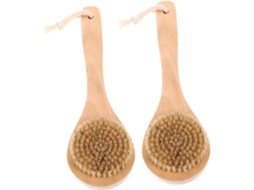 Escova Corporal De Madeira Com Cerdas Porco Bege, Conjunto De 2 Peças, Escova Esfoliante Para Banho E Massagem