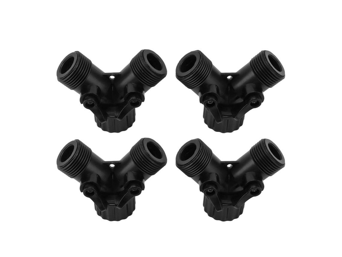 Conector Y Para Torneira De Mangueira, 2 Vias, 2 Válvulas, Padrão Ue, Preto, 4 Peças