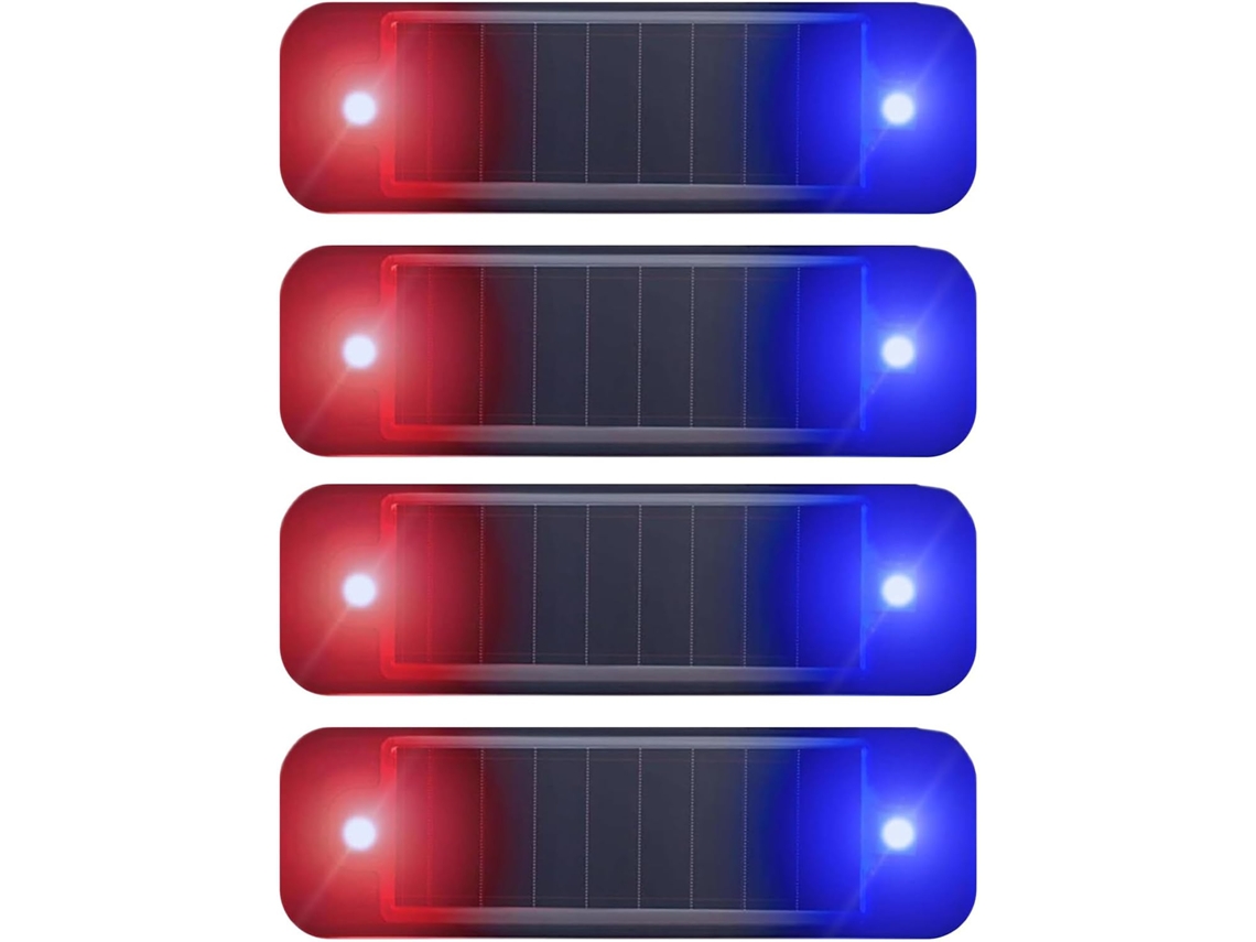 Alarme Solar Para Carro – Conjunto De 4 Luzes Advertência Led, Luz De Segurança Falsa Antifurto Movida A Energia Solar