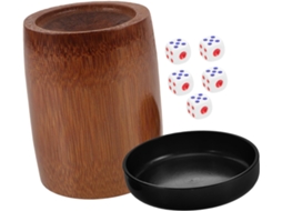 Copo Para Dados E 5 Dados Com Base De Bambu Portátil E Segura