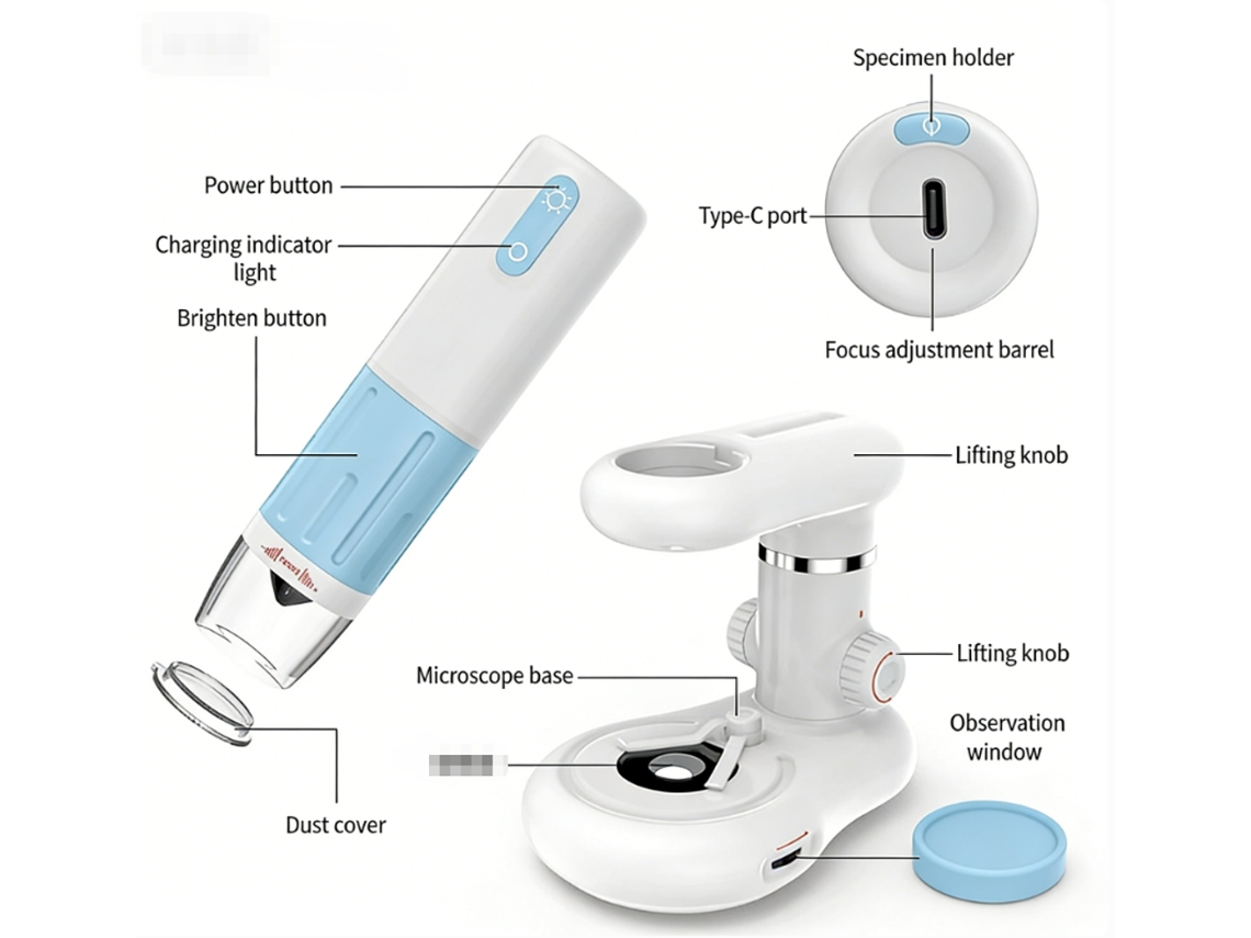 Microscópio Digital Wifi, Lupa De Alta Definição Sem Fio Para Crianças, Microscópio Portátil 1000x