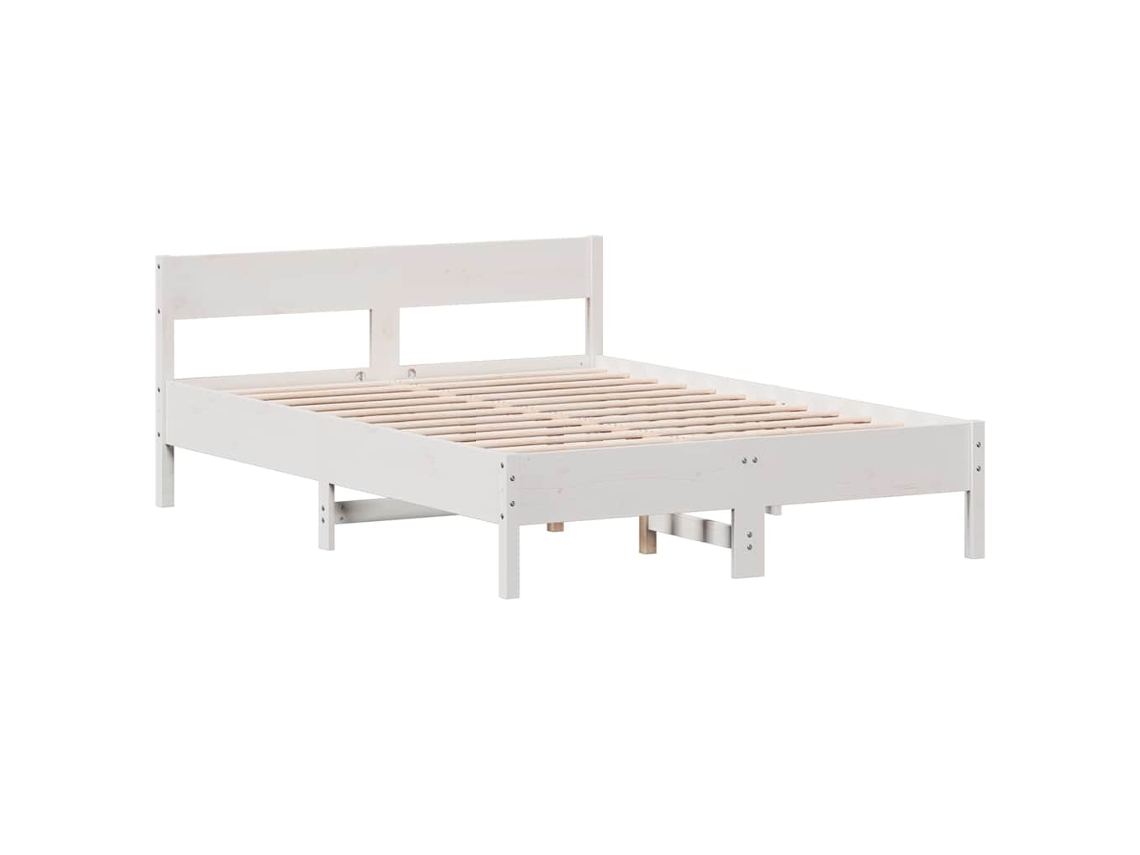 Cama Sem Colchão 150x200 cm Madeira de Pinho Maciça Branco MAISON EXCLUSIVE