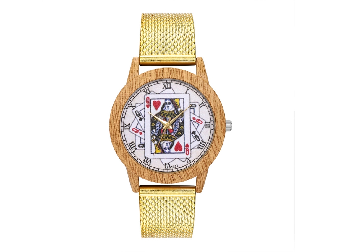 Relógio Analógico de Quartzo Zhoulianfa com Pulseira de Aço Mesh Simples e Elegante (ouro)