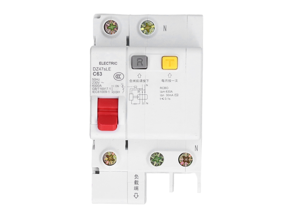 Interruptor de Circuito Miniatura Isolamento Corrente Residual Rail 63A 1p+n DZ47SLE C63 S/MARCA