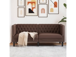 Vidaxl Sofá Chesterfield 2 Lugares Couro Artificial Castanho