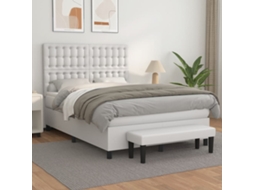 Cama Com Molas/colchão 140x200 Cm Couro Artificial Branco