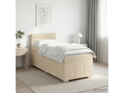 Vidaxl Cama Box Spring Com Colchão Creme 100 X 200 Cm Tecido