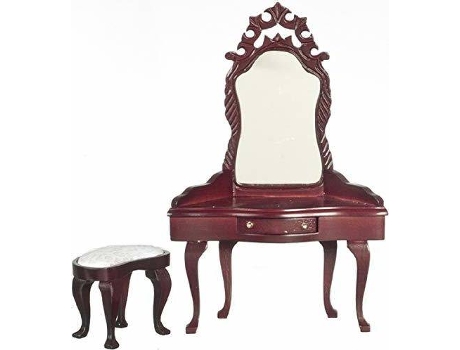 Mobiliário de Brincar  Mahogany Vanity Dressing Table and Stool (Idade Mínima: 4 Anos - 8.9x4.37x2.05 cm)