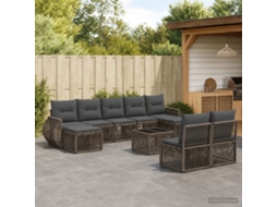 Vidaxl Conjunto De Sofá De Jardim 10 Unid. Cinza E Cinza Escuro