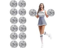 Rebe-12 Pompons De Torcida Com Buracos Para Dedo Lâminas Metálicas De Pet Tamanho 26-30 Cm Para Esportes E Festas Plata Grande
