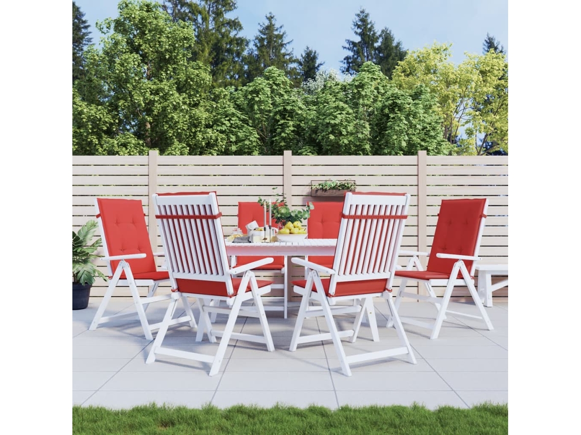 Vidaxl Almofadões Para Cadeiras Altas De Jardim 6 Pcs Tecido Vermelho