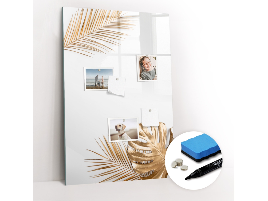 Quadro Magnético Folhas Douradas Para O Escritório Espelharte (60x90 Cm)