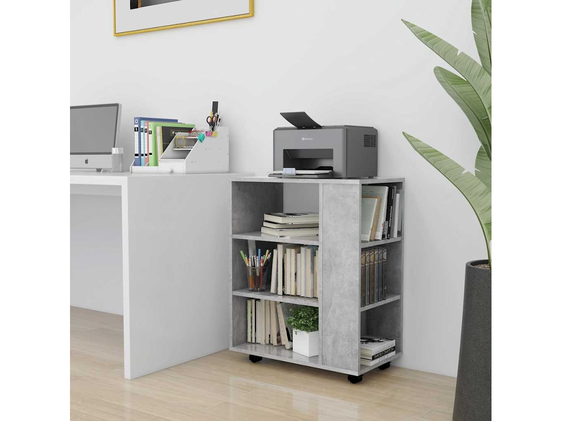 Vidaxl Móvel Com Rodas 60x35x75 Cm Derivados Madeira Cinzento Cimento