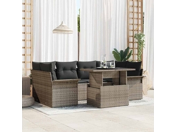 Vidaxl Conjunto De Sofá De Jardim 7 Unid. Cinzeto