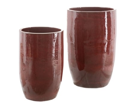 Vaso 52 x 52 x 80 cm Cerâmica Vermelho (2 Unidades)