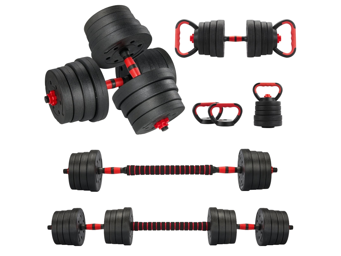 Conjunto De Halteres Ajustáveis ​​​​6 Em 1, 30 Kg, Kettlebells, Halteres, Barra E Suporte Para Flexões.