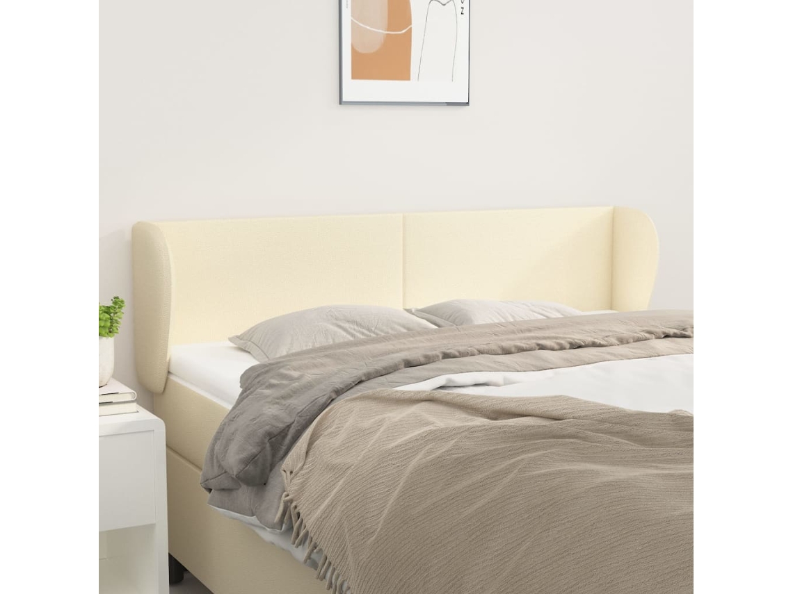 Vidaxl Cabeceira De Cama C/ Abas Couro Artificial 147x23x78/88cm Creme