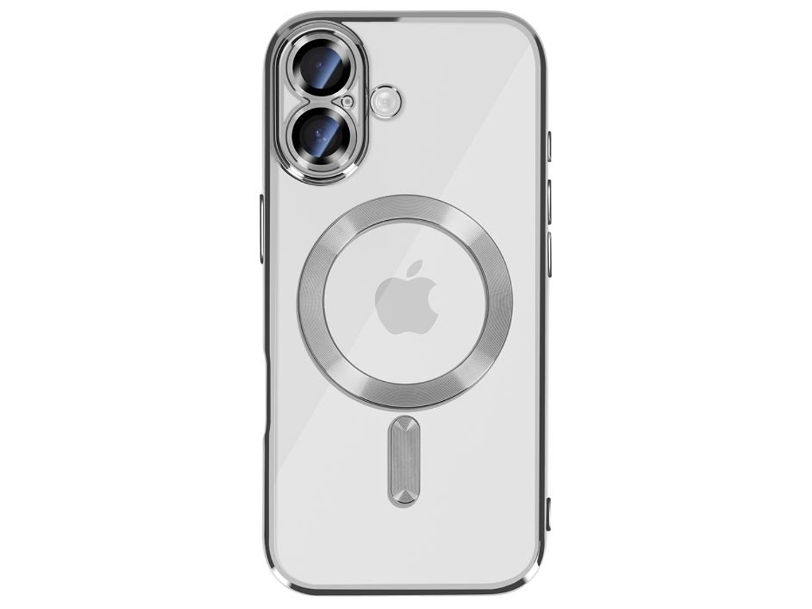 Capa Para Iphone 17 Compatível Com Magsafe Com Borda Prateada Cromada