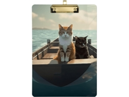 Prancheta De Acrílico Dois Gatos Em Uma Viagem Barco À Vela, Prancheta Médicos