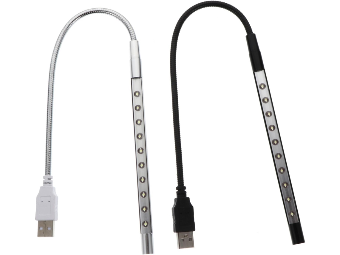 Kit Com 2 Luminárias De Mesa Usb Para Leitura Tubo Metálico Flexível, 10 Leds Super Brilhantes, Proteção Ocular Para