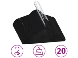 Vidaxl 20 Pcs Conjunto De Cabides Antiderrapantes Veludo Preto