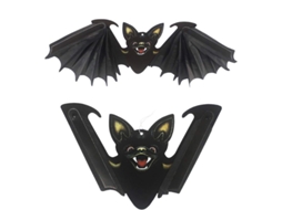 Linjou 2 Peças Adorno De Morcego Grande Pendente De Duas Faces Plegável Para Halloween Decoração De Festa Preto