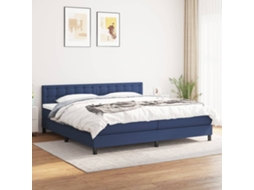 Vidaxl Cama Com Molas/colchão 200x200 Cm Tecido Azul