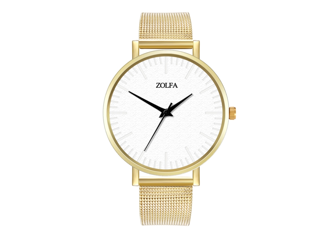 Relógio de Pulso Feminino Casual de Quartzo com Pulseira de Malha Cor Unica Ouro