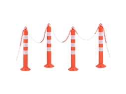 Vidaxl Postes Amarração P/ Controlo Trânsito + Corrente 4 Pcs Pe 75 Cm
