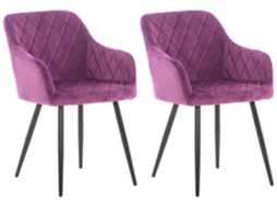 Conjunto de 2 Cadeiras de Jantar Shila Roxo/Veludo CLP