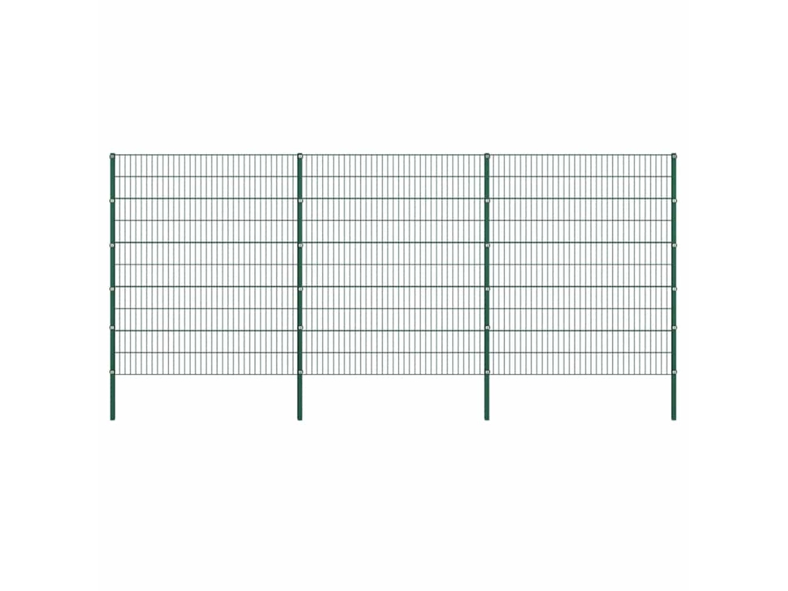 Vidaxl Painel De Vedação Com Postes De Ferro 522x200 Cm Verde