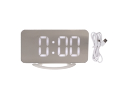 Reloj Despertador Digital Espejo Led Com 2 Usb Brilho 3 Níveis Hora Temperatura Quarto