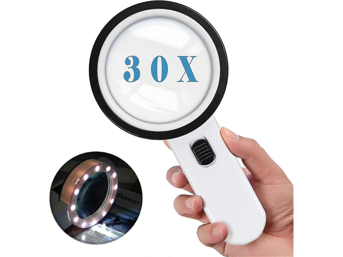 Lupa Iluminada, Manual, 30x, Grande, Com 12 Leds