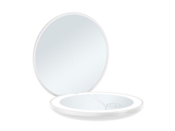 Espelho Compacto Recarregável de Bolso 3.5 Polegadas com Led Brilhante e 10x Lupa Branco