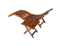 Espreguiçadeira de Jardim com Mesa e Almofadão Acácia Maciça MAISON EXCLUSIVE