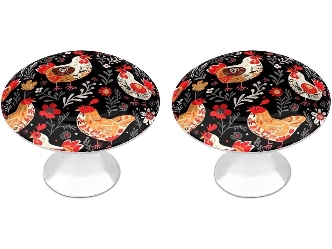 Conjunto De 2 Puxadores Aço Inoxidável Para Armários Cozinha, Com Design Personalizado De Galo Fofo Ideais Para Gavetas