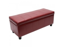 Banco com espaço de armazenamento em couro reconstituído vermelho, 112x45x45cm Ban04015