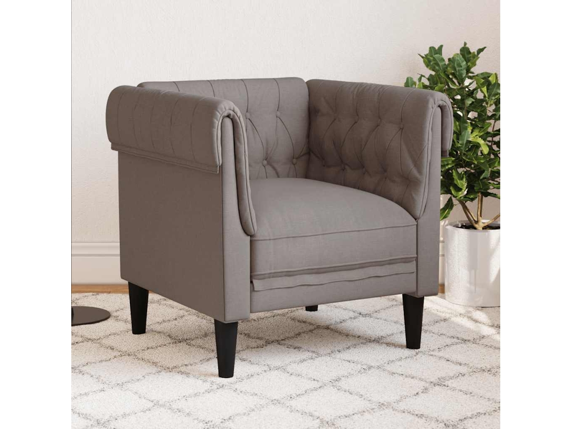 Vidaxl Sofá Chesterfield Tecido Cinzento-acastanhado