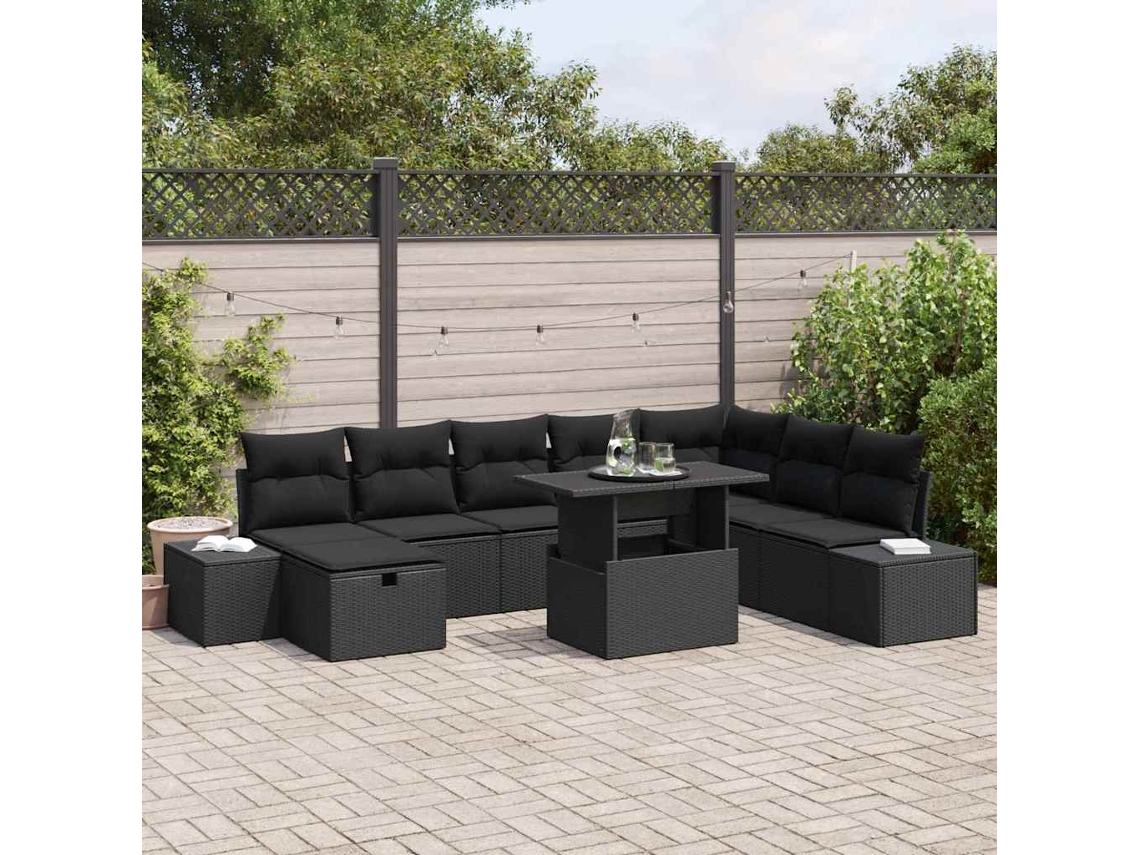Vidaxl Conjunto De Sofá De Jardim 11 Unid. Vime Pe